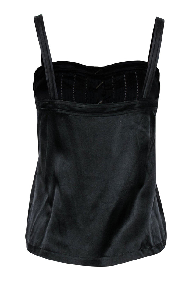 Current Boutique-Robert Rodriguez - Black Silk Satin Tank w/ Accent Buttons Sz 2