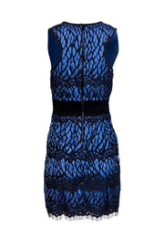 Current Boutique-Robert Rodriguez - Blue Sheath Dress w/ Asymmetric Lace Sz 10