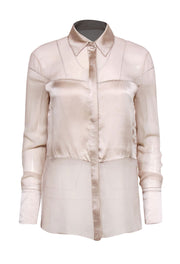 Current Boutique-Robert Rodriguez - Champagne Silk Sheer & Satin Blocked Blouse Sz 4