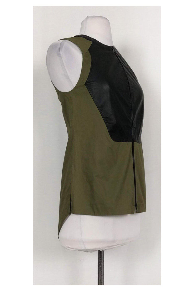 Current Boutique-Robert Rodriguez - Olive Green Leather Trim Tank Top Sz 0