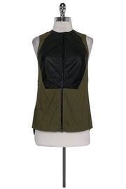 Current Boutique-Robert Rodriguez - Olive Green Leather Trim Tank Top Sz 0