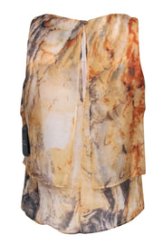 Current Boutique-Robert Rodriguez - Peach Marbled Silk Ruffled Tank Sz 4