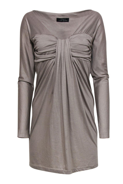 Current Boutique-Robert Rodriguez - Taupe Ruched Bust Long Sleeved Dress Sz M