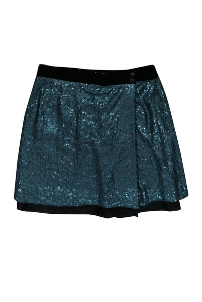 Current Boutique-Robert Rodriguez - Teal Sequin Miniskirt Sz 8