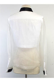 Current Boutique-Robert Rodriguez - White Silk & Black Leather Blouse Sz 6