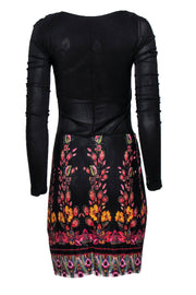 Current Boutique-Roberto Cavalli - Black Floral Square Neck Fitted Dress Sz L