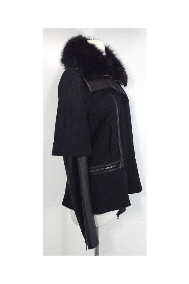 Current Boutique-Roberto Cavalli - Leather, Wool & Fur Jacket Sz 10