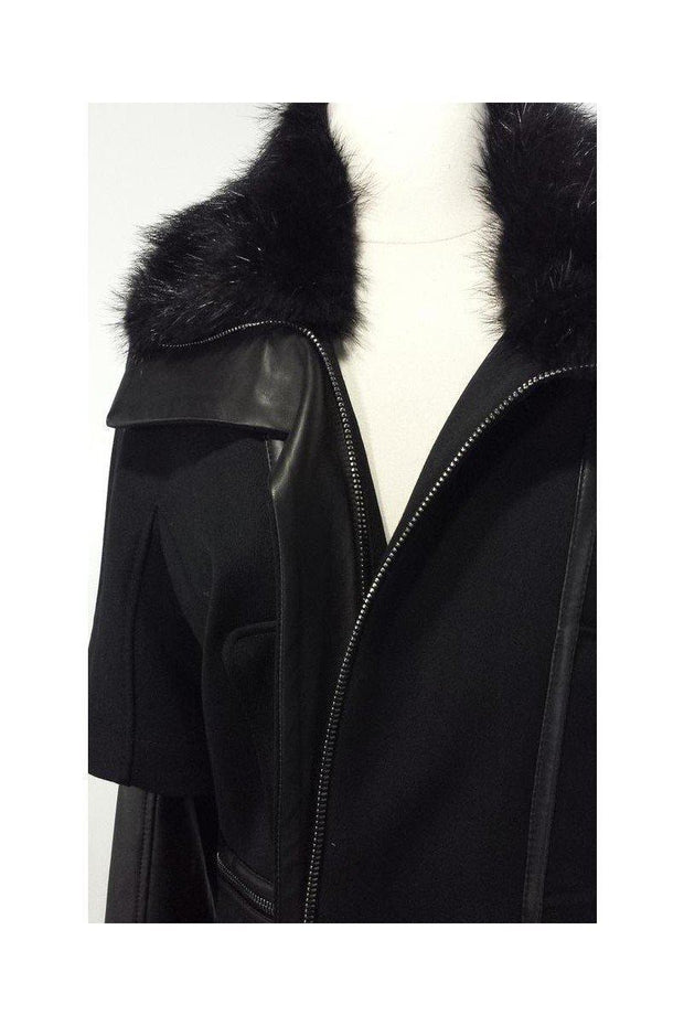 Current Boutique-Roberto Cavalli - Leather, Wool & Fur Jacket Sz 10