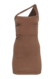 Current Boutique-Roccobarocco - Tan One Shoulder Bodycon Dress Sz 6