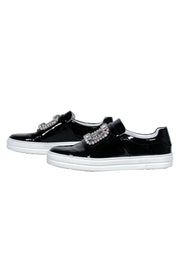 Current Boutique-Roger Vivier - Black Patent Leather Platform Sneakers w/ Jeweled Button Design Sz 8.5