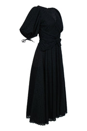 Current Boutique-Rokh - Black Floral Eyelet Puff Sleeve Maxi Dress Sz 2/4