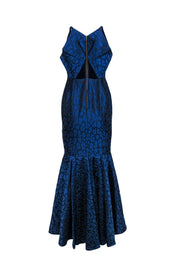 Current Boutique-Roland Mouret - Navy Leopard Print Textured Mermaid Gown Sz 8