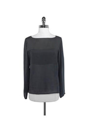 Current Boutique-Ron Leal - Dark Charcoal Grey Silk Top Sz 6