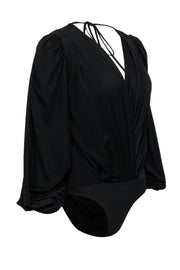 Current Boutique-Ronny Kobo - Black Long Sleeve Surplice Bodysuit Sz XS