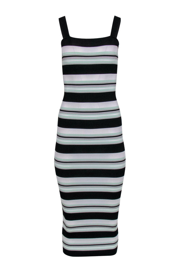 Current Boutique-Ronny Kobo - Green, Black & White Striped Ribbed Knit Maxi Dress Sz XS