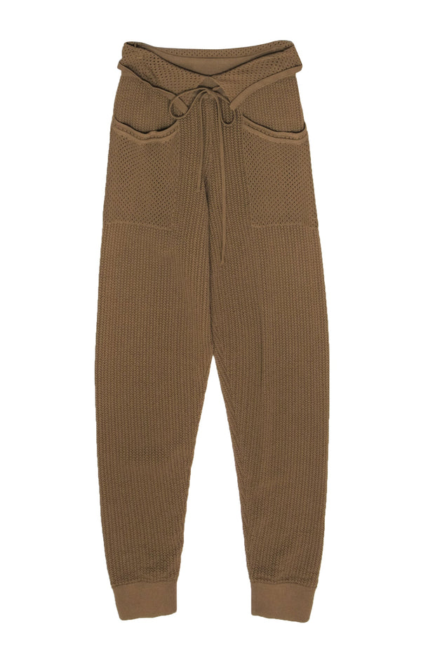 Current Boutique-Ronny Kobo - Khaki Perforated Knit Joggers w/ Fold-Over Waist Sz XS