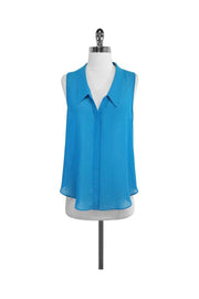 Current Boutique-Rory Beca - Cerulean Blue Sheer Sleeveless Blouse Sz M