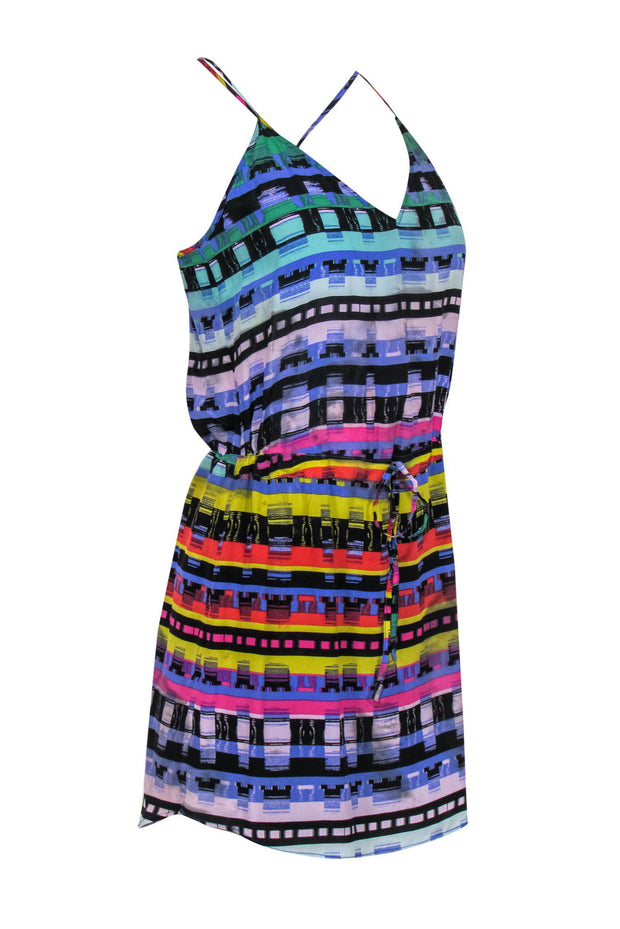 Current Boutique-Rory Beca - Multicolor Geometric Racerback Silk Dress w/ Cinched Waist Sz XS