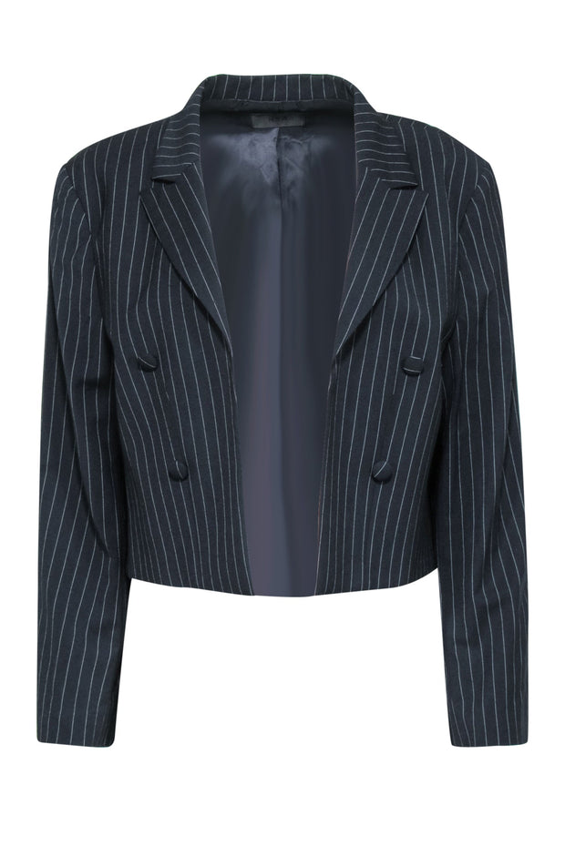 Current Boutique-RtA - Black Pinstripe Cropped Blazer w/ Faux Buttons Sz L