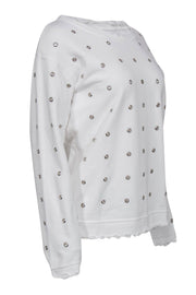 Current Boutique-RtA - White Distressed Sweatshirt w/ Grommet Detailing Sz XS