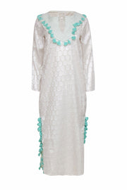 Current Boutique-Sail to Sable - Champagne Medallion Print Maxi Dress w/ Blue Tassels Sz XS