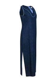 Current Boutique-Sail to Sable - Navy & Gold Sleeveless Maxi Dress w/ Light Blue Trim Sz S