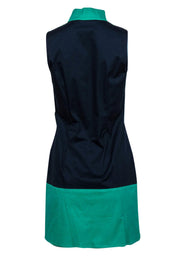 Current Boutique-Sail to Sable - Navy & Green Sleeveless Cotton Dress Sz XS