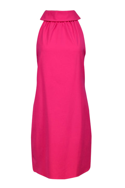 Current Boutique-Sail to Sable - Neon Pink Rolled Neckline Sheath Dress w/ Large Back Buttons Sz L