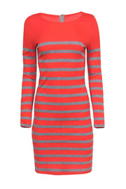 Current Boutique-Sail to Sable - Orange & Grey Striped Stretch Knit Dress Sz XXS