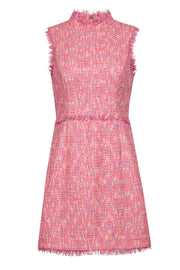 Current Boutique-Sail to Sable - Pink Tweed Fringed Sleeveless Sheath Dress Sz 8