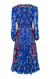 Current Boutique-Saloni - Blue & Multicolor Floral Print Tiered Silk Midi Dress Sz 8