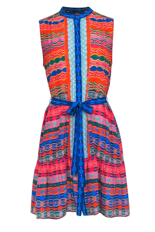 Current Boutique-Saloni - Multicolor Print Sleeveless Silk Dress Sz 8