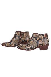 Current Boutique-Sam Edelman - Brown, Black, & Tan Snake Print Leather "Petty" Ankle Booties Sz 6