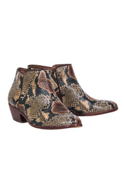 Current Boutique-Sam Edelman - Brown, Black, & Tan Snake Print Leather "Petty" Ankle Booties Sz 6