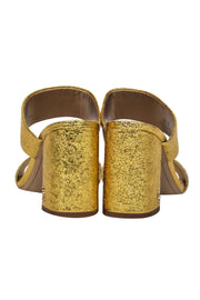 Current Boutique-Sam Edelman - Gold Crinkled Block Heel Mules Sz 9