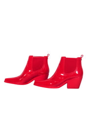 Current Boutique-Sam Edelman - Red Rubber Western-Style Short Heeled Rain Boots Sz 6