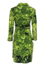 Current Boutique-Samantha Sung - Green Cotton Forest Print Collared Wrap Dress Sz 8