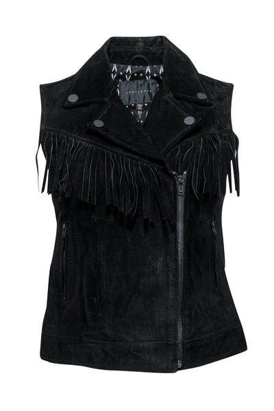 Current Boutique-Sanctuary - Black Suede Vest w/ Fringe Sz XS