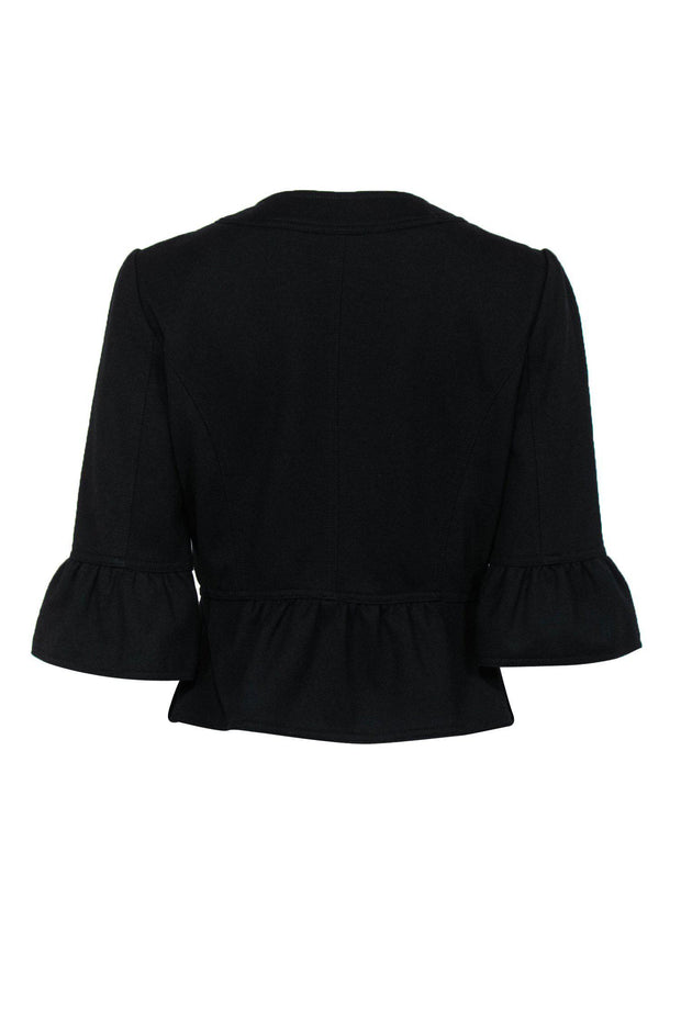 Current Boutique-Sandro - Black Button-Up Quarter Bell Sleeve Jacket Sz PM