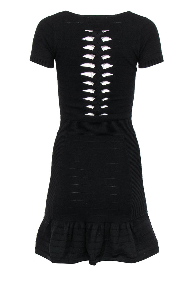 Current Boutique-Sandro - Black Cotton Short Sleeve Dress Sz S