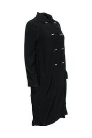 Current Boutique-Sandro - Black Duster Trench Coat w/ Toggle Buttons Sz 4