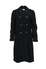 Current Boutique-Sandro - Black Duster Trench Coat w/ Toggle Buttons Sz 4