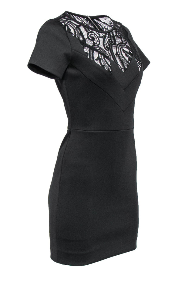 Current Boutique-Sandro - Black Sheath Dress w/ Lace Sz 4