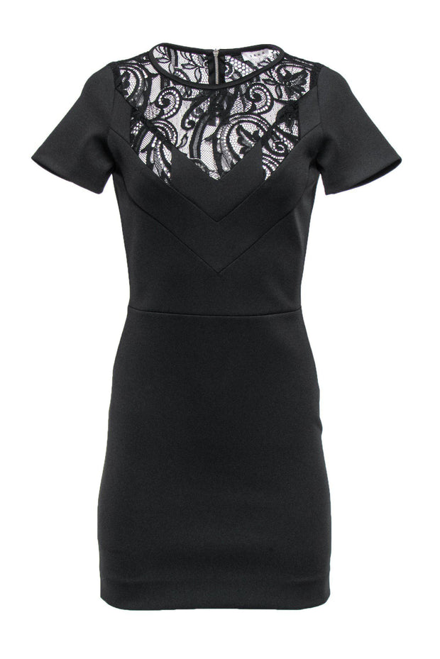 Current Boutique-Sandro - Black Sheath Dress w/ Lace Sz 4