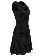 Current Boutique-Sandro - Black Textured Metallic Patterned Dress Sz M