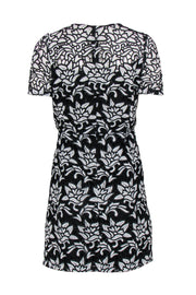 Current Boutique-Sandro - Black & White Floral Lace Short Sleeve Sheath Dress Sz 2