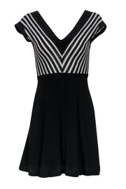 Current Boutique-Sandro - Black & White Striped V-Neck Dress Sz S