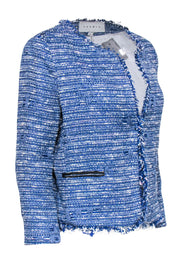 Current Boutique-Sandro - Blue & Ivory Tweed Open Front Jacket Sz 10