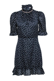 Current Boutique-Sandro – Embellished Navy w/ White Polka Dot Dress Sz 4