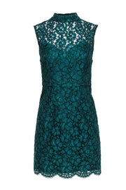 Current Boutique-Sandro - Forest Green Lace Sheath Dress w/ Open Back Sz 4